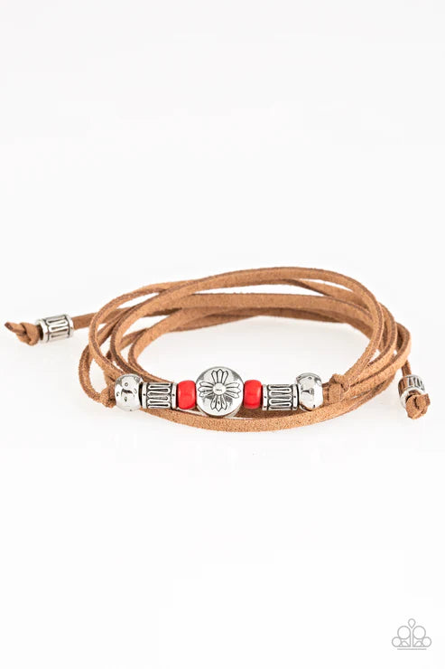 Find Your Way - Red Knotted Tie Suede Urban Bracelet B#029