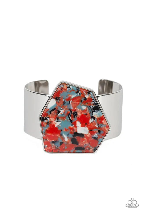 2-Piece Oversized Burnt Orange/Multi Abstract Marble Set SET#2694