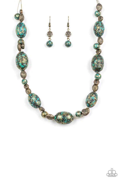 Gatherer Glamour - Brass Patina Floral Necklace N#6521
