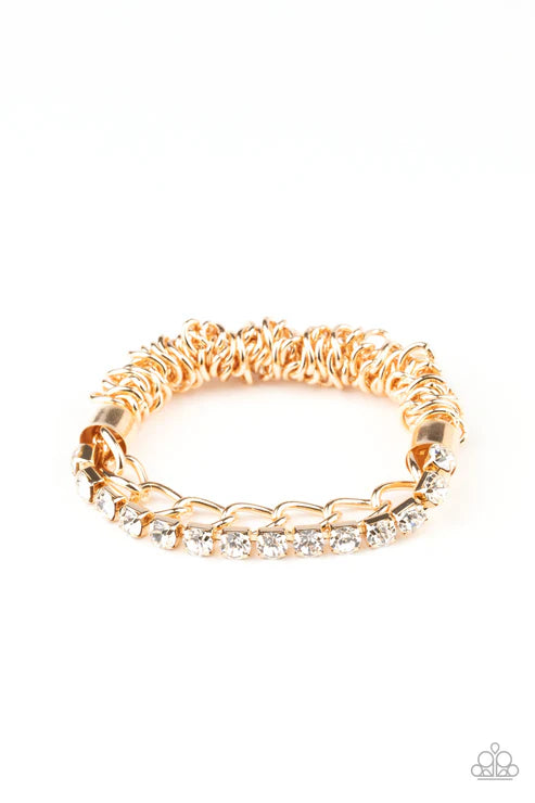 Glamour Grid - Oversized Gold Encrusted Exaggerated Chain Bracelet B#6076