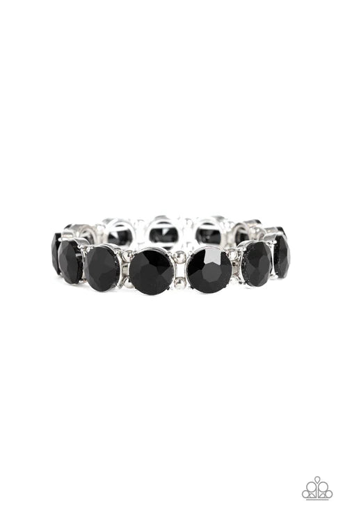 Glitzy Glamorous - Black/Metallic Gunmetal Exaggerated Encrusted Bracelet B#397