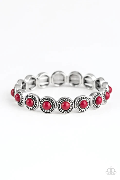 Globetrotter Goals - Robust Red Dotted/Studded Link Bracelet B#4653