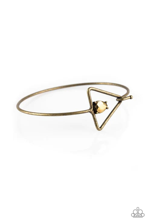Gorgeously Giza - Brass Triangular Dotted Aurum Gem Hinged Bracelet B#6042