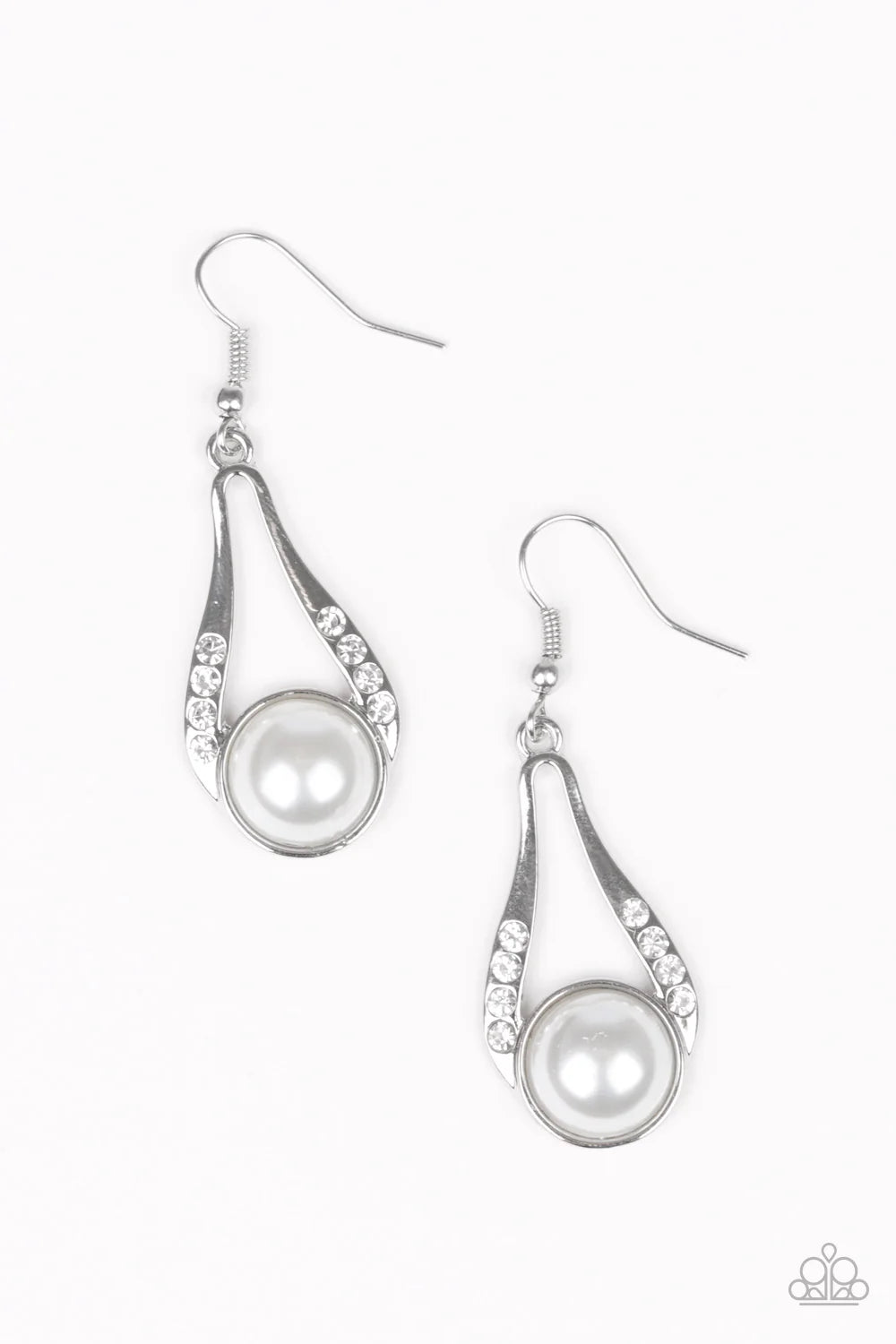 HEADLINER Over Heels - White Pearl Encrusted Nestled Teardrop Earrings E#7079