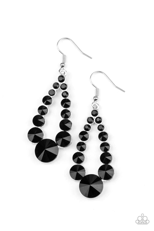 Here GLOWS Nothing! - Oversized Black Teardrop Earrings E#2993