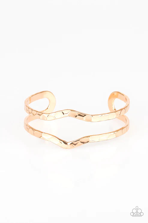 Highland Heiress - Gold Airy Hammered Arc Cuff Bracelet B#4726