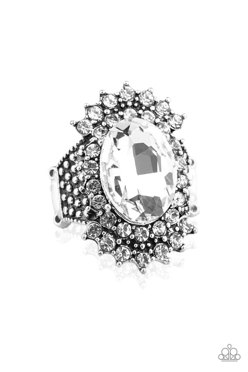 Him and HEIR - Oversized White Encrusted Studded Ring R#5950
