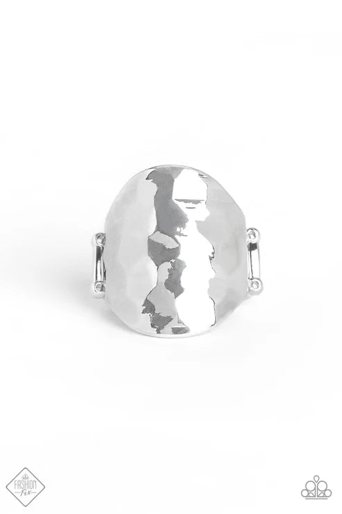 Hit The BRIGHTS - Silver Hexagonal Hammered Ring R#399