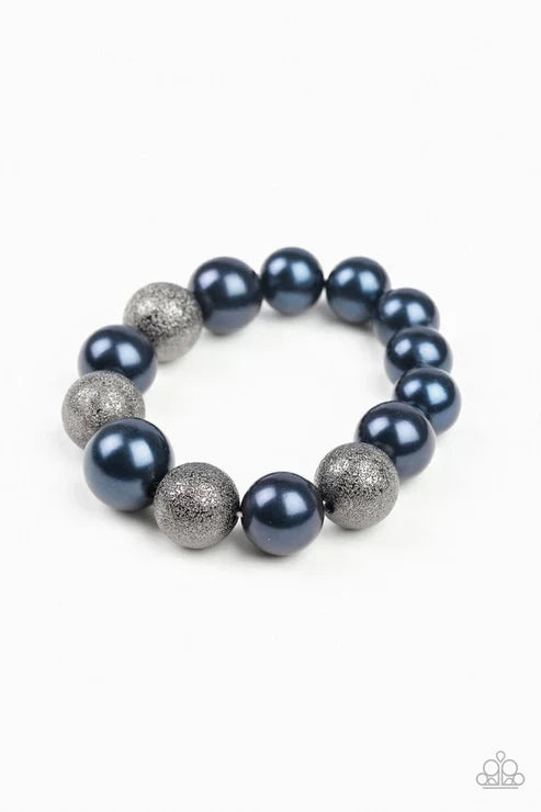 Humble Hustle - Oversized Blue/Gunmetal Metallic Dusted Glitter Gunmetal Pearly Bracelet B#7416