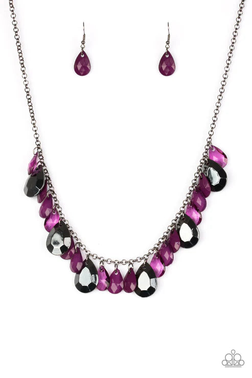 Hurricane Season - Purple Teardrop Fringe Necklace N#6502