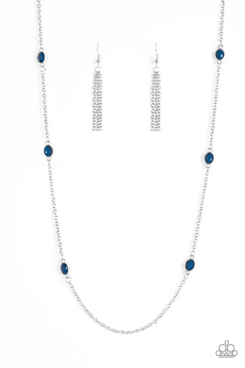 In Season - Blue Faceted Studded Trickle Necklace N#7283