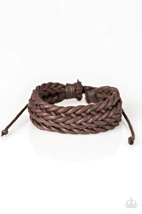 KNOT The End Of The World - Brown Knotted Braided Weaved Cording Leather Adjustable Sliding Knot Closure Urban Bracelet B#6197