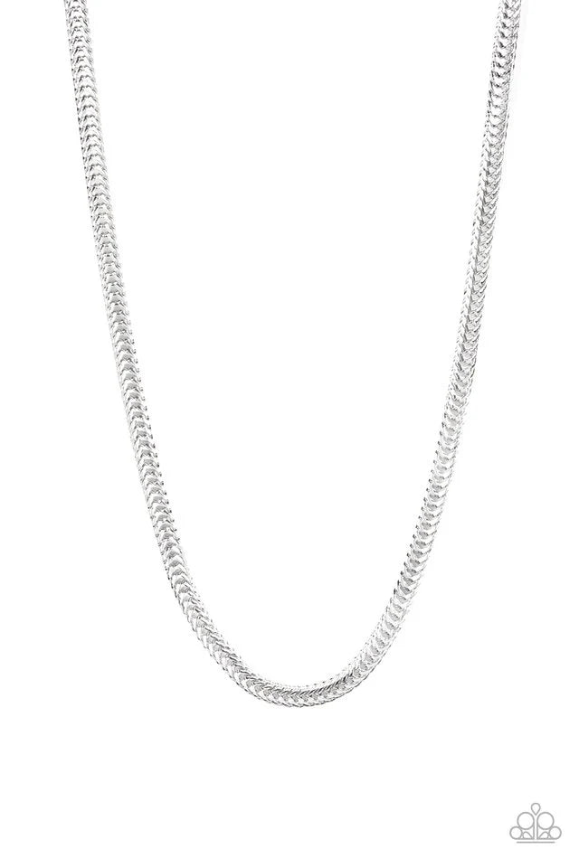 2-Piece Oversized Silver High-Sheen Flat Franco Chain Link Urban Set Set#1617