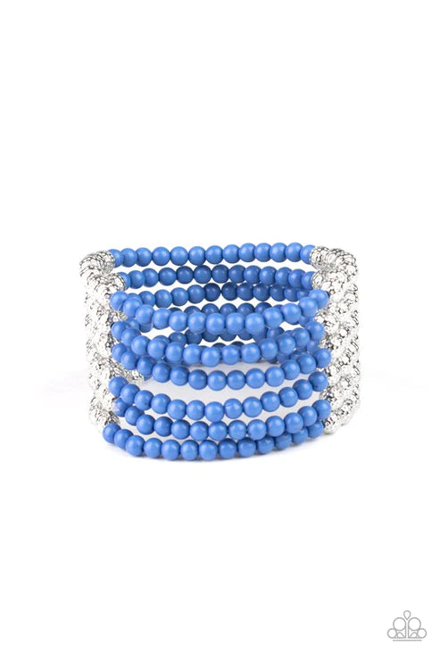 LAYER It On Thick - Blue/Silver Ornate Accent Bracelet B#4697