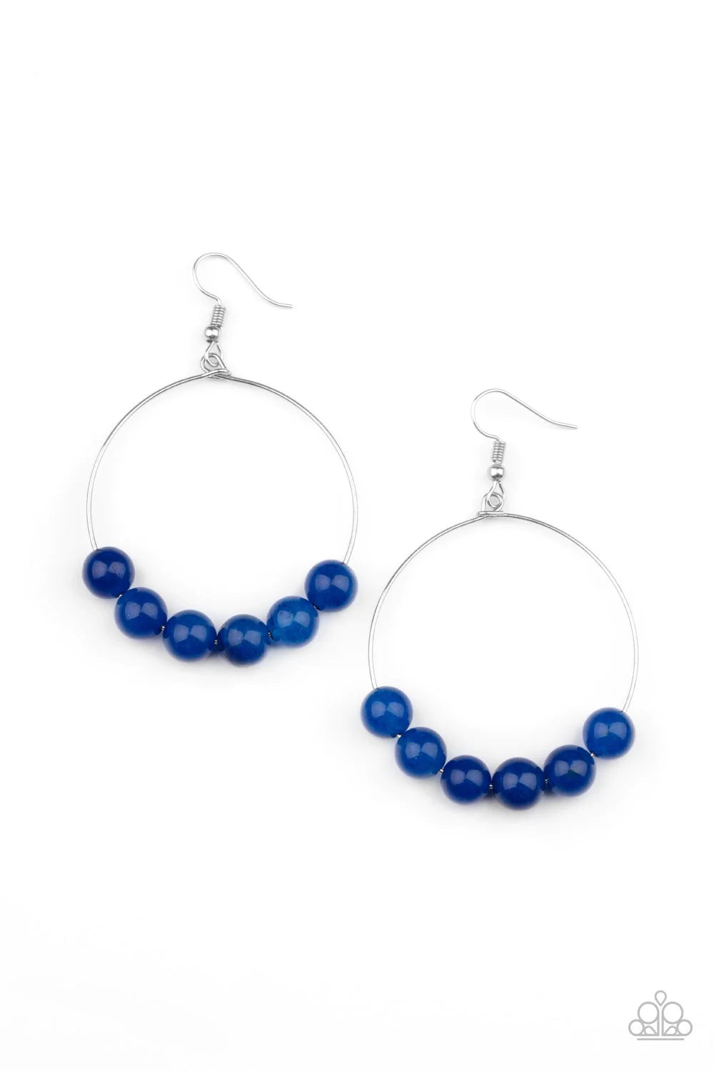 Let It Slide - Oversized Blue Lapis Lazuli Stones Slide Along Hoop Earrings E#4555