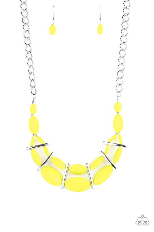 Law of the Jungle - Yellow Sectioned Off Edgy Flamboyant Linked Layered Necklace N#4184