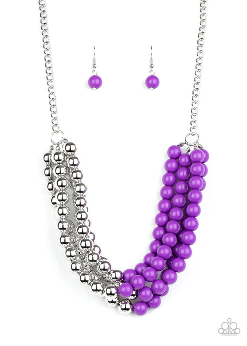 Layer After Layer - Purple/Silver Half Collision Necklace N#4145