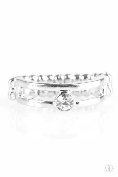 Lead The Line - White Bar Encrusted Ring R#5778