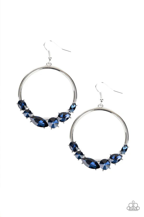 Legendary Luminescence - Oversized Blue Round/Marquise/Oval/Teardrop Hoop Earrings E#5624