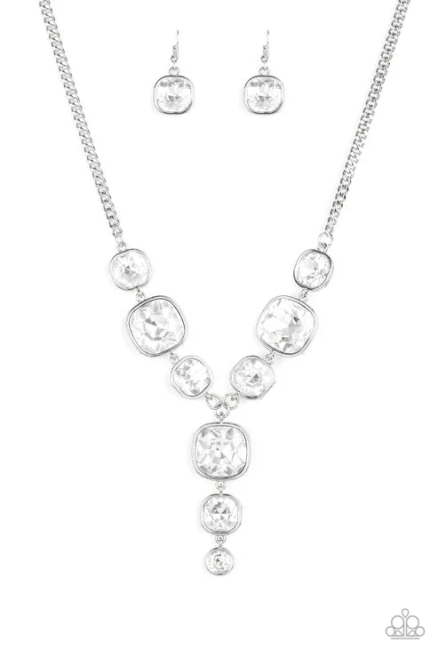 Legendary Luster - Oversized White Dramatic Cascade Trickle Necklace N#6737