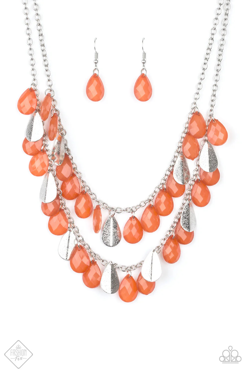 2-Piece Burnt Orange Shimmer Teardrop Fringe Set SET#4579