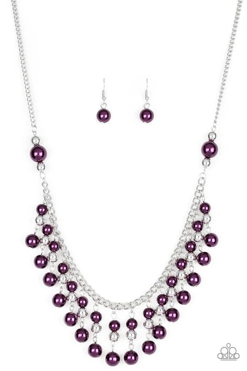 Location, Location, Location! - Purple/Silver Pearl Tassel Fringe Necklace N#5531
