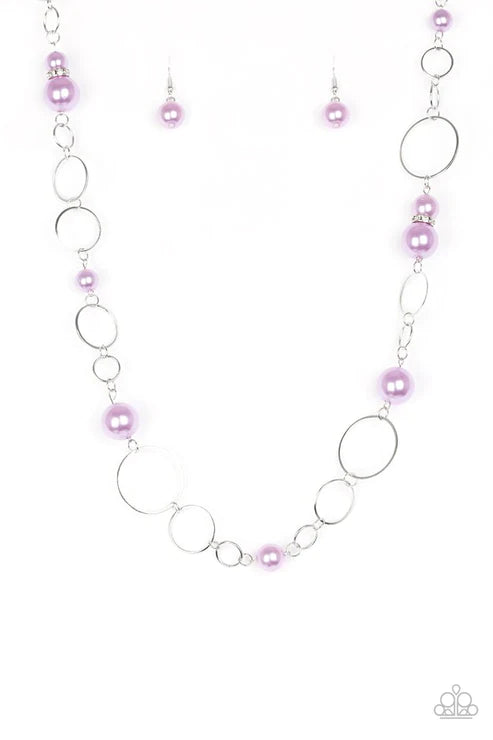 Lovely Lady Luck - Purple Pearl Encrusted Necklace N#5555