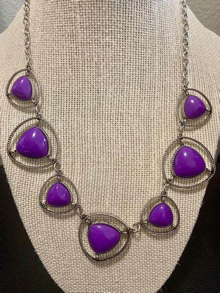 Make A Point - Purple Pyramidal Encased Airy Linked Necklace N#6474