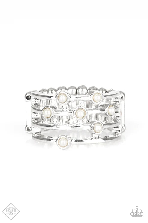 Make Way For Broadway - White Pearl Haphazard Scattered Ring R#3154