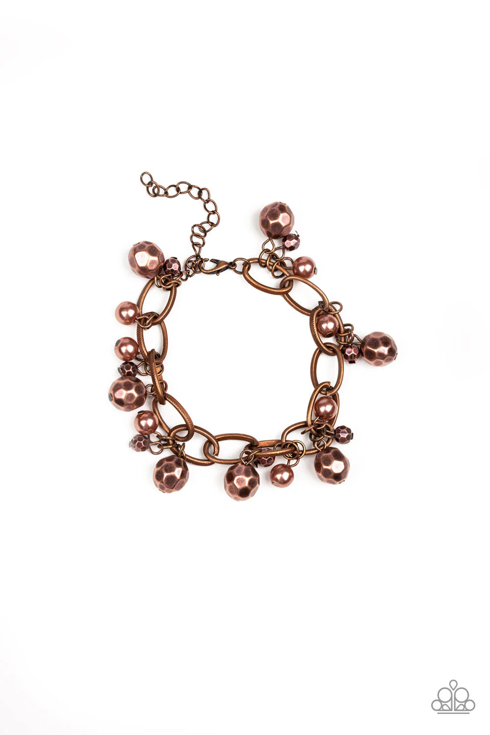 Make Do In Malibu - Metallic Copper Faceted Pearl Fringe Bracelet B#7090
