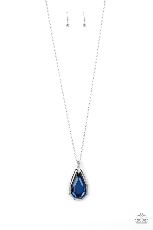 Maven Magic - Oversized Blue Dramatic Edgy Encrusted Necklace N#5745