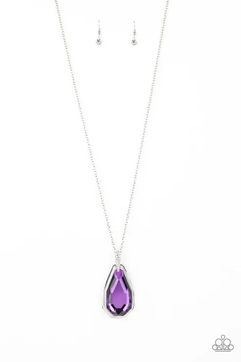 Maven Magic - Oversized Purple Dramatic Edgy Encrusted Necklace N#2730