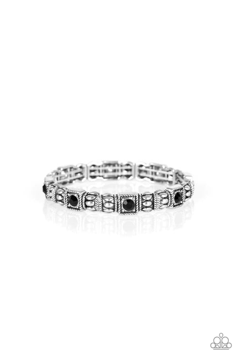 Metro Marvelous - Black Ornate Encrusted Bracelet B#3367