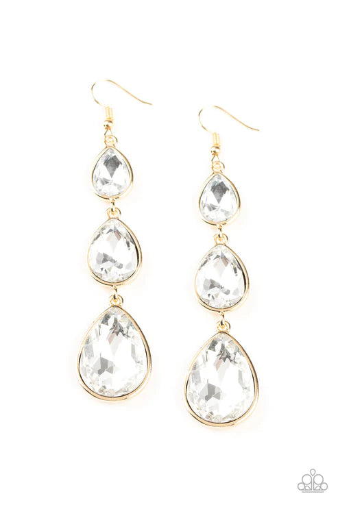 Metro Momentum - Oversized Gold Exaggerated Teardrop Drip Earrings E#3966