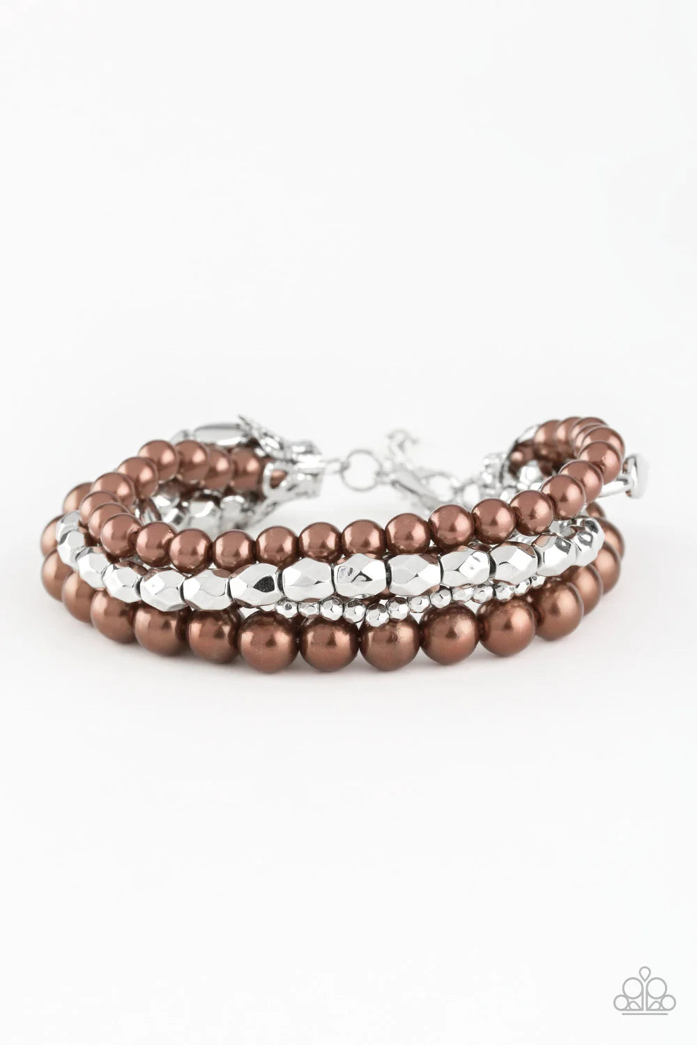Metro Mix Up - Brown Pearl Accent Bracelet Stack B#7057