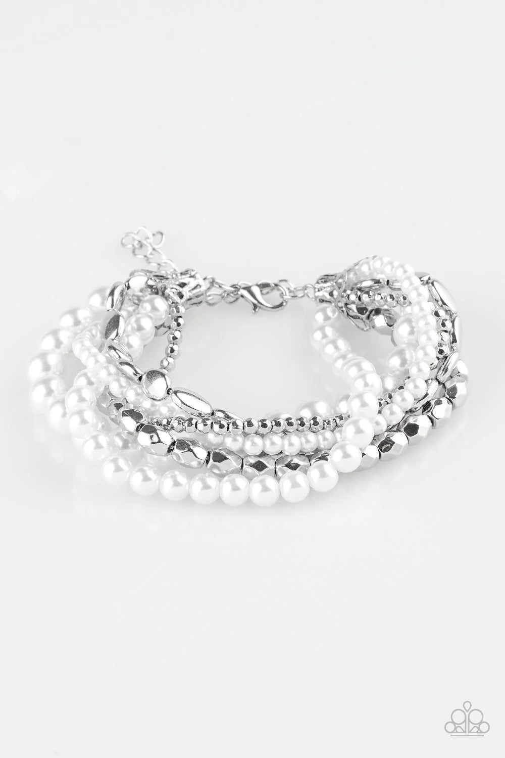 Metro Mix Up - White Pearl Accent Bracelet Stack B#7080