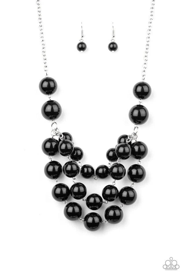 Miss Pop-YOU-larity - Oversized Bubbly Black Trio Cascade Necklace N#7216