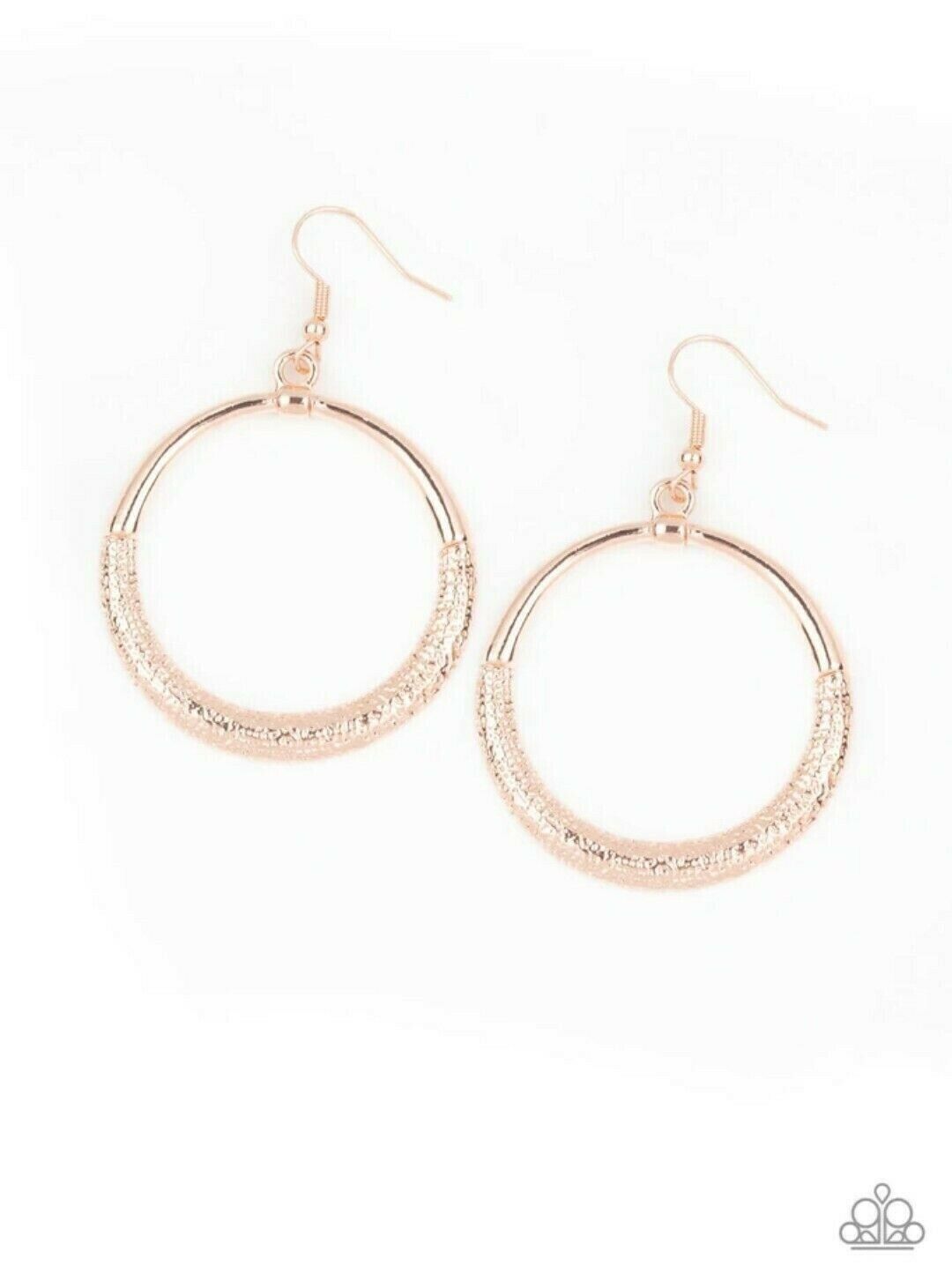 Modern Shimmer - Rose Gold Metallic Shimmer Hammered Earrings E#4072