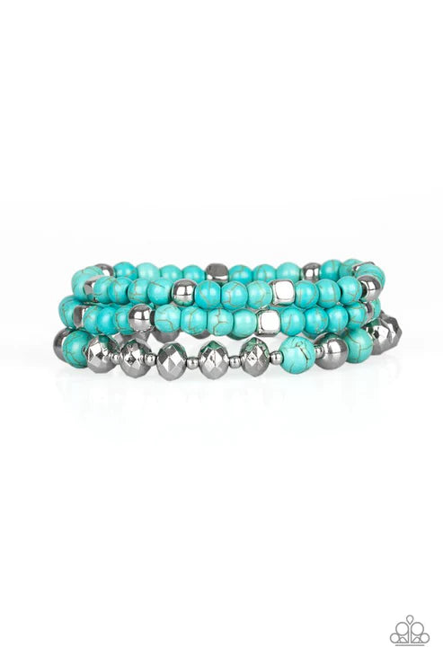 Mountain Artist - Blue Stone Faceted Shimmer Accent Bracelet Stack B#3404