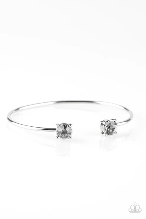 New Traditions - Smoky Silver Gem Curled Cuff Bracelet B#6610