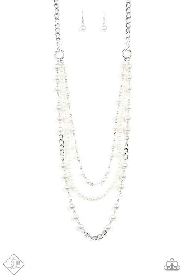 New York City Chic - White Pearl/Crystal Necklace N#6987