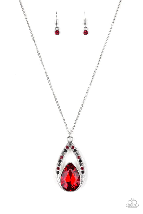 Notorious Noble - Oversized Multi Hematite Encrusted Teardrop Necklace N#6050