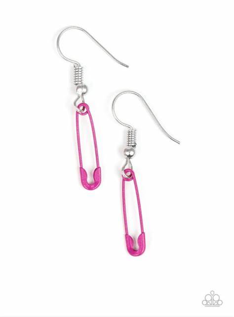 Starlet Shimmer - Hot Pink Safety Pin Earrings SS#3340