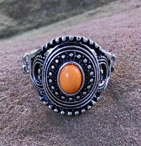 Oasis Moon - Orange Round Studded Ring R#6369