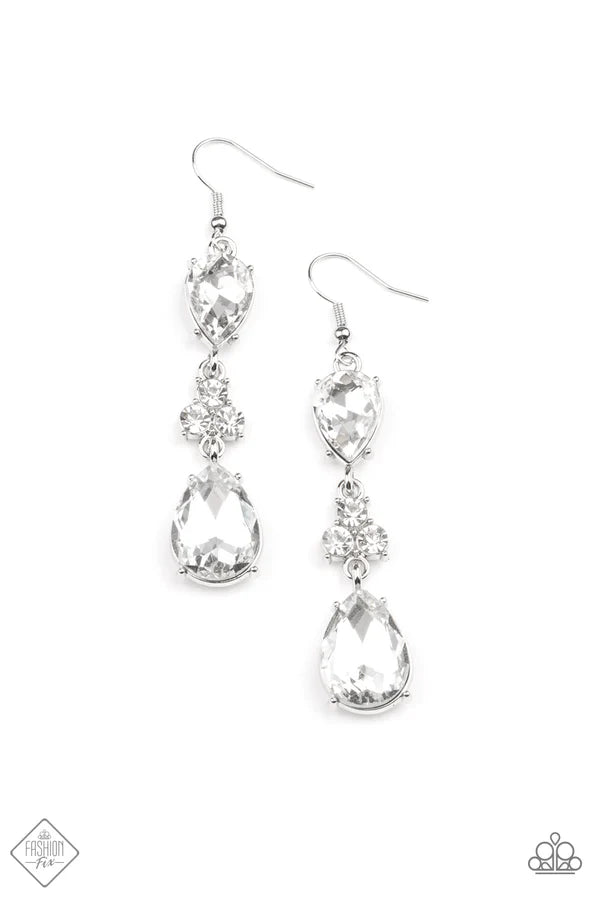 2-Piece White Encrusted Teardrop Fringe Set SET#6998
