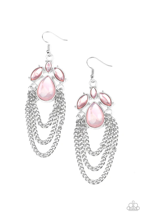 Opalescence Essence - Oversized Opalescent Pink Draped Earrings E#3925