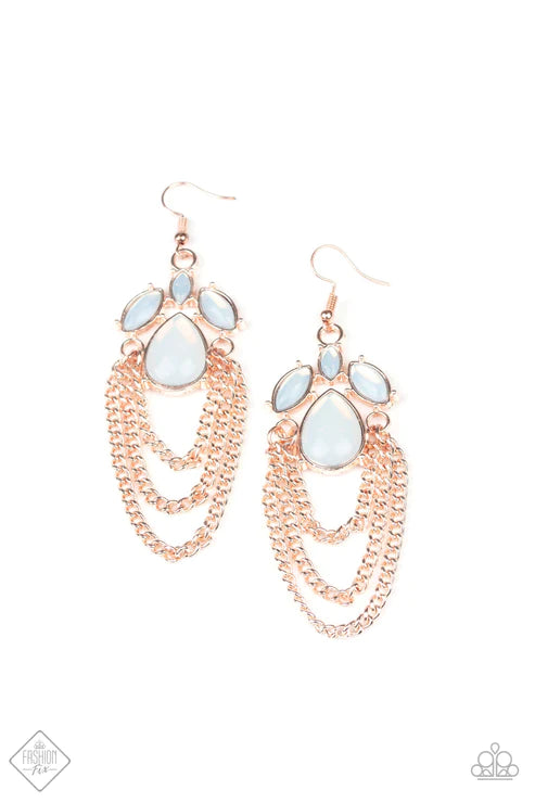Opalescence Essence - Oversized Opalescent Rose Gold Draped Earrings E#2186
