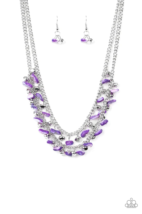 Pebble Pioneer - Purple Ombre Pebble Fringe Necklace N#3870