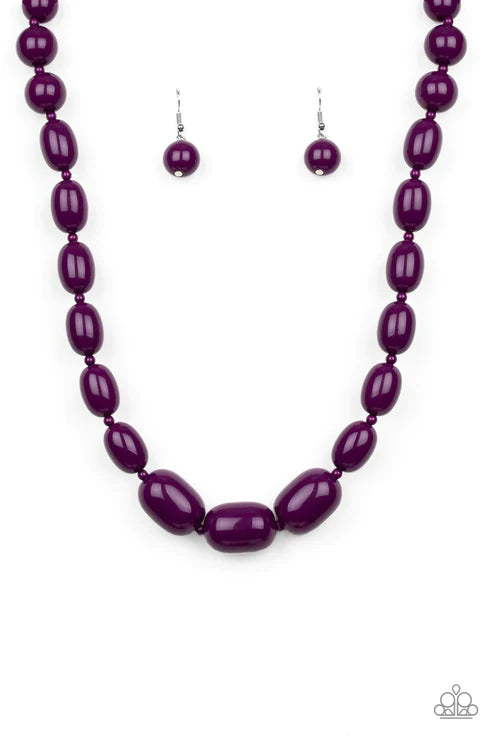 Poppin Popularity - Plum Purple Round/Oval Accent Necklace N#4584