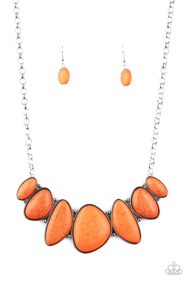 2-Piece Oversized Robust Orange Imperfect Asymmetrical Hammered Stone Set SET#6954